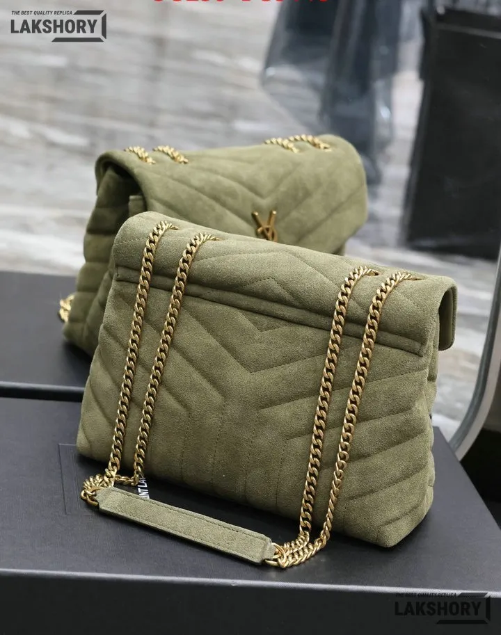 YSL 1:1 Mirror Replica Suede Calfskin Small Loulou Chain Satchel 24CM/9.4IN Replica Crossbody Bags YSL 1:1 Mirror Replica Suede Calfskin Small Loulou Chain Satchel 24CM/9.4IN Replica Crossbody Bags