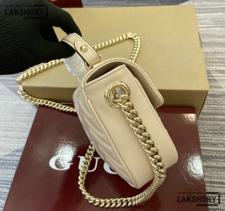 Gucci 1:1 Mirror Replica GG Marmont White Mini Top Handle 17CM/6.7IN Gucci Replica Marmont Bags Gucci 1:1 Mirror Replica GG Marmont White Mini Top Handle 17CM/6.7IN Gucci Replica Marmont Bags