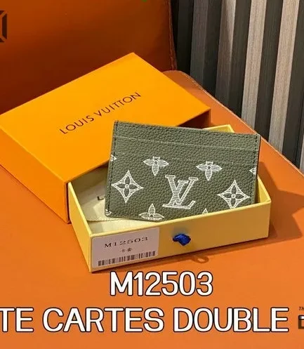 Louis Vuitton 1:1 Mirror Replica Double Card Holder Monogram Shadow 7CM/2.8IN Louis Vuitton Replica Wallets