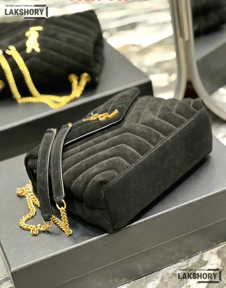 YSL 1:1 Mirror Replica Suede Calfskin Small Loulou Chain Satchel 24CM/9.4IN Replica Crossbody Bags YSL 1:1 Mirror Replica Suede Calfskin Small Loulou Chain Satchel 24CM/9.4IN Replica Crossbody Bags
