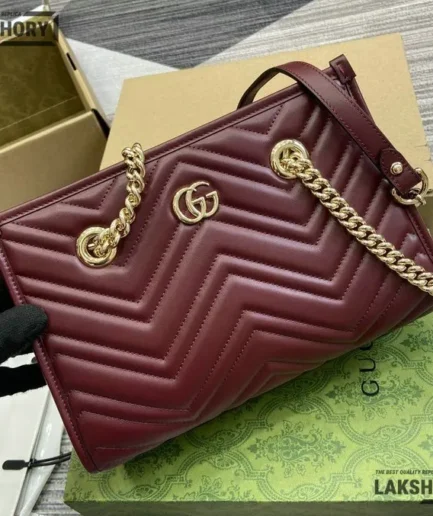 Gucci 1:1 Mirror Replica Azalea GG Marmont Tote Matelasse Red 26.5CM/10.4IN Gucci Replica Marmont Bags