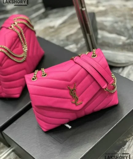 YSL 1:1 Mirror Replica Y Quilted Medium Loulou Calfskin Chain Bag 25CM/9.8IN Replica Crossbody Bags