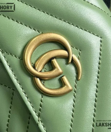 Gucci 1:1 Mirror Replica GG Marmont Continental Wallet Green 19CM/7.5IN Gucci Replica Wallets