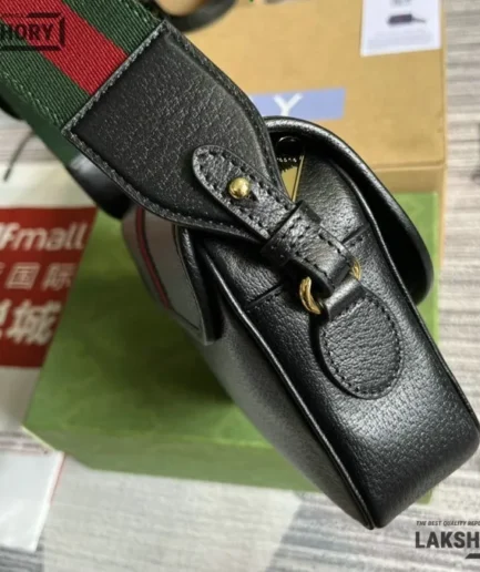 Gucci 1:1 Mirror Replica Ophidia Small GG Supreme Black Navy 23CM/9.1IN Gucci Replica Ophidia Bags