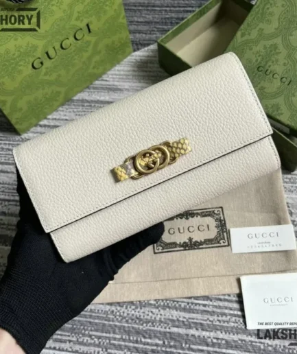 Gucci 1:1 Mirror Replica G Python Interlocking Bow Wallet 19CM/7.5IN Gucci Replica Wallets