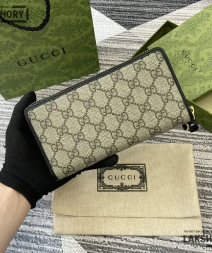 Gucci 1:1 Mirror Replica GG Emblem Zip Card Case Wallet 19CM/7.5IN Gucci Replica Wallets
