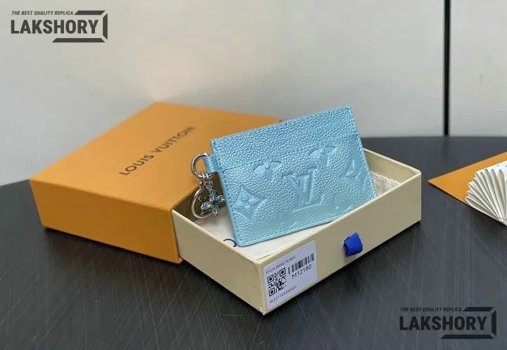 Louis Vuitton 1:1 Mirror Replica LV Charms Card Holder Pearly Lagoon Turquoise 7.5CM/3IN Louis Vuitton Replica Wallets Louis Vuitton 1:1 Mirror Replica LV Charms Card Holder Pearly Lagoon Turquoise 7.5CM/3IN Louis Vuitton Replica Wallets