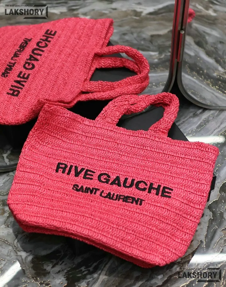 YSL 1:1 Mirror Replica Raffia Embroidered Rive Gauche Tote Bag 38CM/15IN Replica Tote Bags YSL 1:1 Mirror Replica Raffia Embroidered Rive Gauche Tote Bag 38CM/15IN Replica Tote Bags