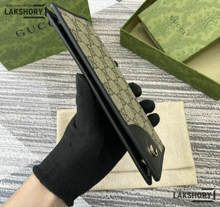 Gucci 1:1 Mirror Replica GG Emblem Continental Wallet Beige Black 11CM/4.3IN Gucci Replica Wallets Gucci 1:1 Mirror Replica GG Emblem Continental Wallet Beige Black 11CM/4.3IN Gucci Replica Wallets