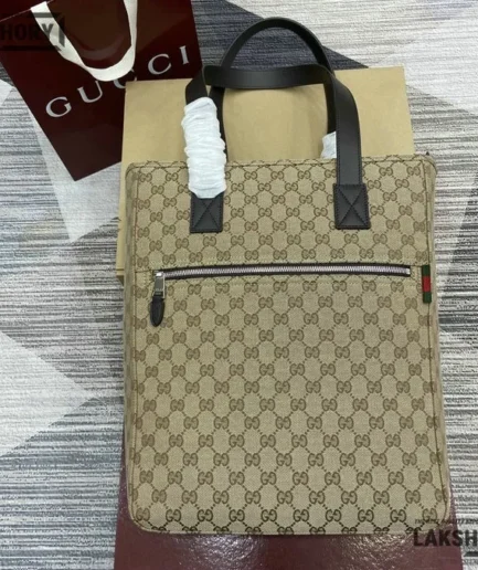 Gucci 1:1 Mirror Replica GG Canvas Large Tote Bag Beige 36CM/14.2IN Gucci Replica Ophidia Bags
