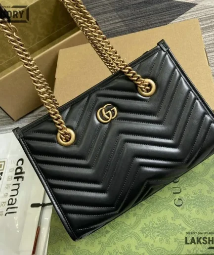 Gucci 1:1 Mirror Replica Matelasse GG Marmont Small Slim Tote 26.5CM/10.4IN Gucci Replica Marmont Bags