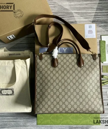 Gucci 1:1 Mirror Replica Interlocking G Large GG Supreme Tote 37.5CM/14.8IN Gucci Replica Ophidia Bags
