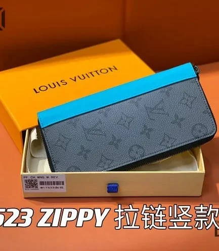 Louis Vuitton 1:1 Mirror Replica Zippy Vertical Wallet Taurillon Monogram Turquoise 20CM/7.9IN Louis Vuitton Replica Wallets