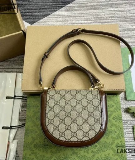 Gucci 1:1 Mirror Replica Horsebit 1955 Mini Top Handle Bag Brown 18CM/7.1IN Gucci Replica Horsebit Bags