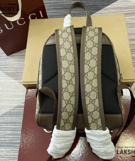 Gucci 1:1 Mirror Replica Ophidia Small GG Supreme Backpack in Beige 29CM/11.4IN Gucci Replica Backpacks