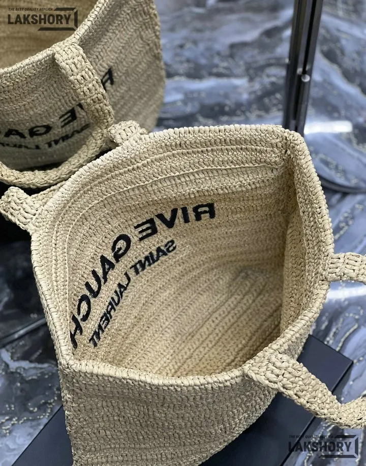 YSL 1:1 Mirror Replica Raffia Embroidered Rive Gauche Tote Bag 38CM/15IN Replica Tote Bags YSL 1:1 Mirror Replica Raffia Embroidered Rive Gauche Tote Bag 38CM/15IN Replica Tote Bags