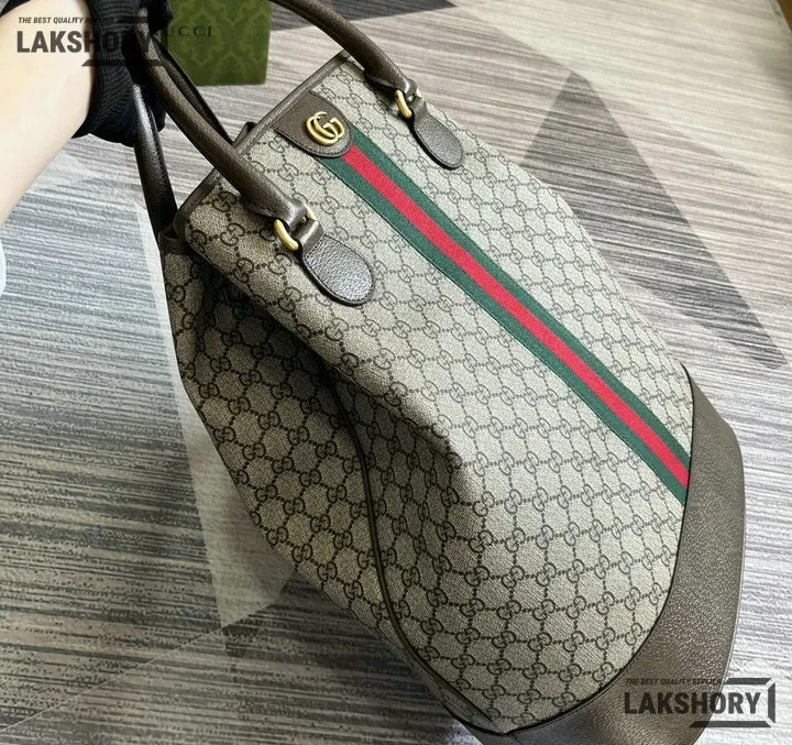 Gucci 1:1 Mirror Replica GG Web Savoy Duffle Bag Beige Ebony 48CM/18.9IN Gucci Replica Ophidia Bags Gucci 1:1 Mirror Replica GG Web Savoy Duffle Bag Beige Ebony 48CM/18.9IN Gucci Replica Ophidia Bags