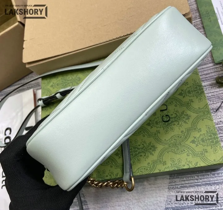 Gucci 1:1 Mirror Replica Medium GG Marmont Chain Light Blue 24CM/9.4IN Gucci Replica Marmont Bags Gucci 1:1 Mirror Replica Medium GG Marmont Chain Light Blue 24CM/9.4IN Gucci Replica Marmont Bags