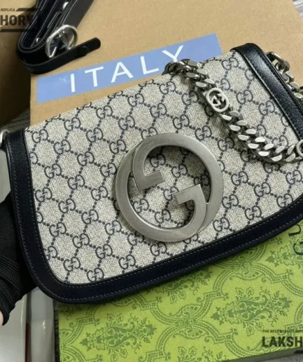 Gucci 1:1 Mirror Replica GG Calfskin Blondie Chain Shoulder Flap Bag 28CM/11IN Gucci Replica Blondie Bags