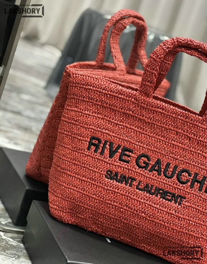 YSL 1:1 Mirror Replica Raffia Embroidered Rive Gauche Tote Bag 38CM/15IN Replica Tote Bags YSL 1:1 Mirror Replica Raffia Embroidered Rive Gauche Tote Bag 38CM/15IN Replica Tote Bags