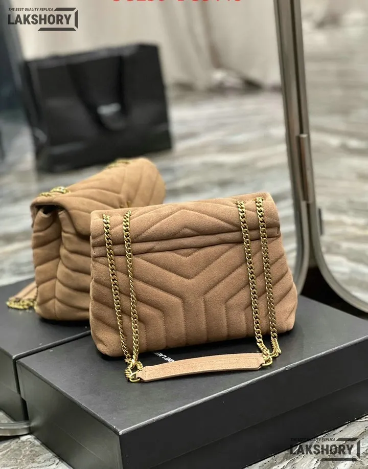 YSL 1:1 Mirror Replica Suede Calfskin Small Loulou Chain Satchel 24CM/9.4IN Replica Crossbody Bags YSL 1:1 Mirror Replica Suede Calfskin Small Loulou Chain Satchel 24CM/9.4IN Replica Crossbody Bags