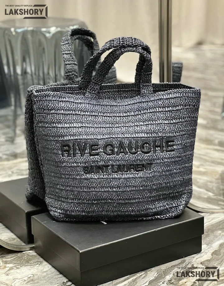 YSL 1:1 Mirror Replica Raffia Embroidered Rive Gauche Tote Bag 38CM/15IN Replica Tote Bags YSL 1:1 Mirror Replica Raffia Embroidered Rive Gauche Tote Bag 38CM/15IN Replica Tote Bags