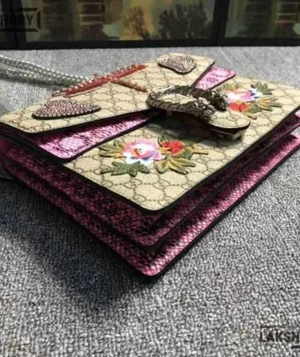 Gucci 1:1 Mirror Replica Sequins Dragonfly and Heart Embroidered Dionysus 30CM/11.8IN Gucci Replica Dionysus Bags