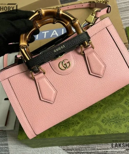 Gucci 1:1 Mirror Replica Calfskin Web Small Diana Shoulder Bag 27CM/10.6IN Gucci Replica Bamboo Bags