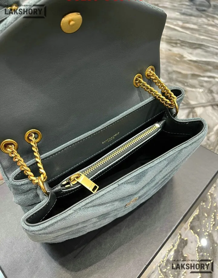 YSL 1:1 Mirror Replica Suede Calfskin Small Loulou Chain Satchel 24CM/9.4IN Replica Crossbody Bags YSL 1:1 Mirror Replica Suede Calfskin Small Loulou Chain Satchel 24CM/9.4IN Replica Crossbody Bags
