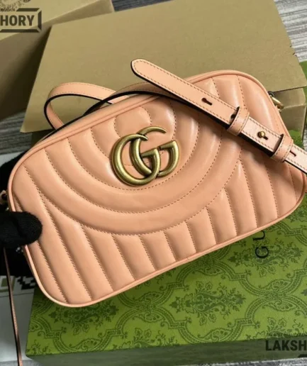 Gucci 1:1 Mirror Replica GG Marmont 2.0 Small Matelassé Camera Bag 24CM/9.4IN Gucci Replica Marmont Bags
