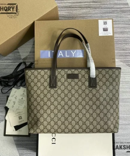 Gucci 1:1 Mirror Replica GG Supreme Medium Zippered Shopping 38CM/15IN Gucci Replica Ophidia Bags
