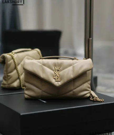 YSL 1:1 Mirror Replica Lambskin Toy Loulou Puffer Chain Satchel 23CM/9.1IN Replica Crossbody Bags