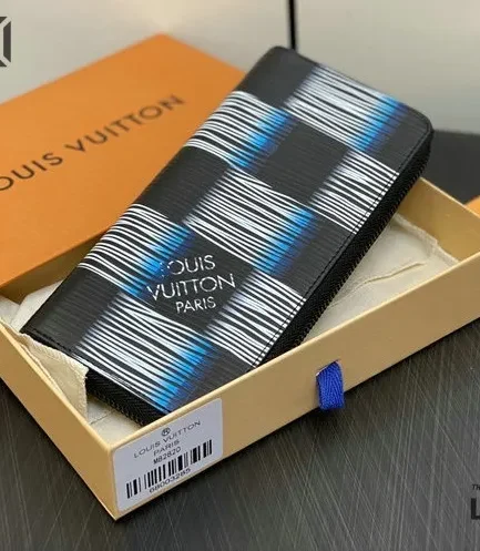 Louis Vuitton 1:1 Mirror Replica Epi XL Damier Rush Zippy Vertical Wallet Blue Moon 19CM/7.5IN Louis Vuitton Replica Wallets