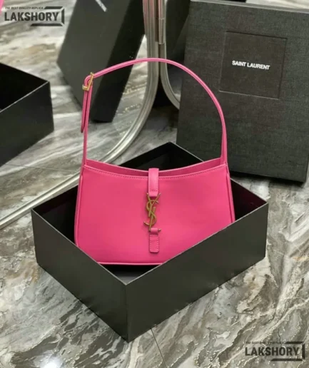 YSL 1:1 Mirror Replica Le 5 a 7 Patent Medium Hobo Bag 25CM/9.8IN Replica Hobo Bags