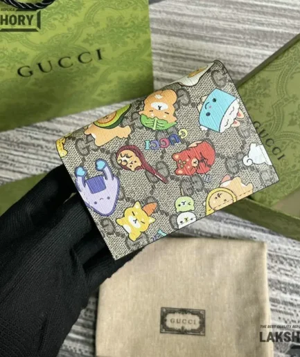 Gucci 1:1 Mirror Replica x Pikarar Kawaii Print Animal Wallet 7CM/2.8IN Gucci Replica Wallets