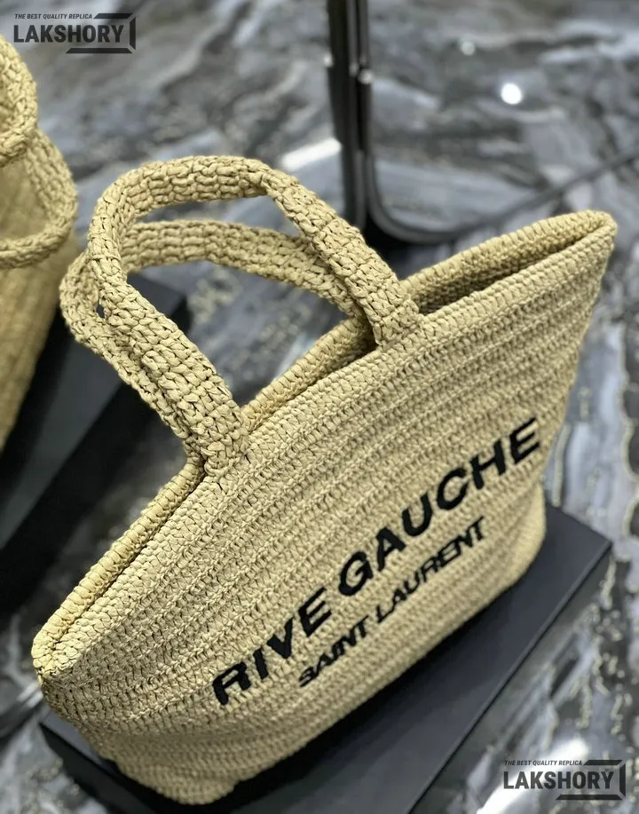 YSL 1:1 Mirror Replica Raffia Embroidered Rive Gauche Tote Bag 38CM/15IN Replica Tote Bags YSL 1:1 Mirror Replica Raffia Embroidered Rive Gauche Tote Bag 38CM/15IN Replica Tote Bags