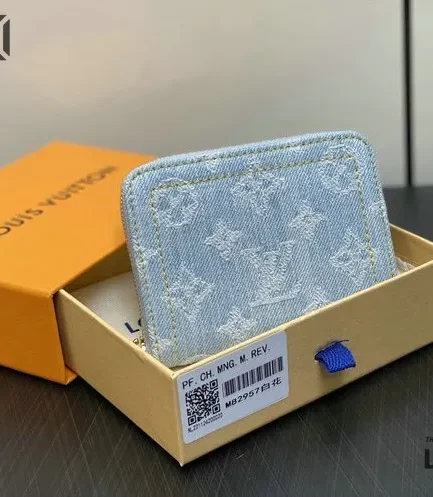 Louis Vuitton 1:1 Mirror Replica Zippy Coin Purse Washed Gray Monogram Denim 11CM/4.3IN Louis Vuitton Replica Wallets