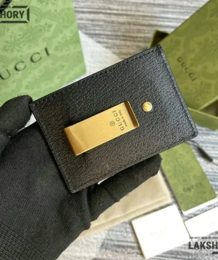 Gucci 1:1 Mirror Replica GG Marmont Card Case w/ Money Clip 7CM/2.8IN Gucci Replica Wallets