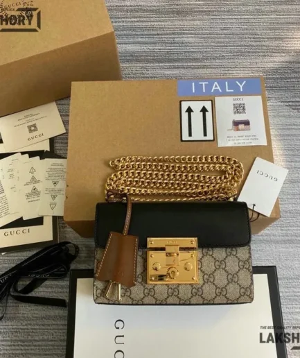 Gucci 1:1 Mirror Replica GG Supreme Small Padlock Shoulder Bag 20CM/7.9IN Gucci Replica Padlock Bags