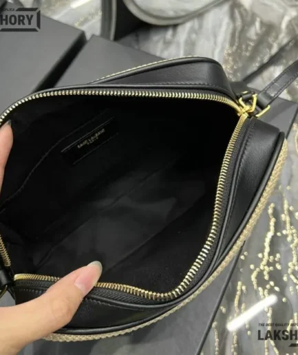 YSL 1:1 Mirror Replica Raffia Canvas Lou Camera Bag Naturel 23CM/9.1IN Replica Crossbody Bags