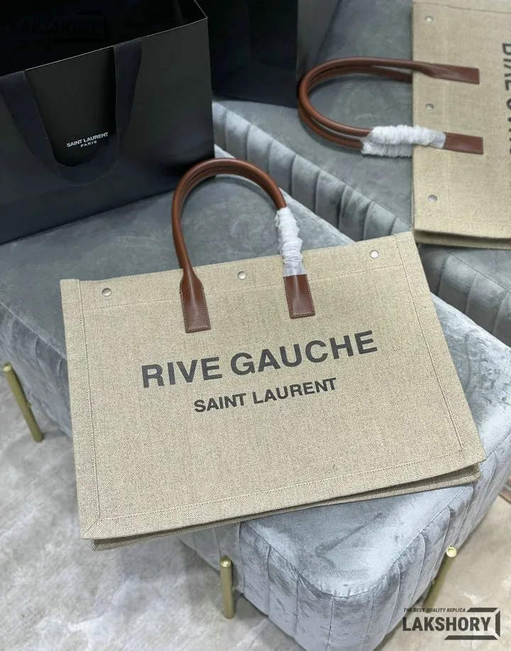 YSL 1:1 Mirror Replica Linen Calfskin Rive Gauche Tote Natural 48CM/18.9IN Replica Tote Bags YSL 1:1 Mirror Replica Linen Calfskin Rive Gauche Tote Natural 48CM/18.9IN Replica Tote Bags