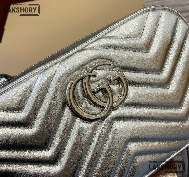 Gucci 1:1 Mirror Replica Matelasse Small GG Chain Marmont White 24CM/9.4IN Gucci Replica Marmont Bags Gucci 1:1 Mirror Replica Matelasse Small GG Chain Marmont White 24CM/9.4IN Gucci Replica Marmont Bags