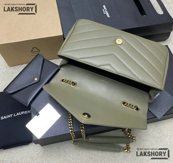 YSL 1:1 Mirror Replica Loulou Matelassé Shoulder Bag Light Sage Replica Crossbody Bags YSL 1:1 Mirror Replica Loulou Matelassé Shoulder Bag Light Sage Replica Crossbody Bags