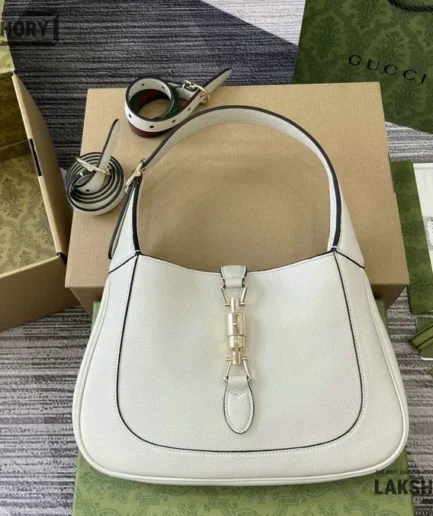 Gucci 1:1 Mirror Replica Natural Jackie 1961 Small Textured Bag 27.5CM/10.8IN Gucci Replica Jackie Bags