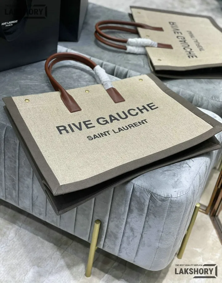 YSL 1:1 Mirror Replica Linen Calfskin Rive Gauche Tote Natural 48CM/18.9IN Replica Tote Bags YSL 1:1 Mirror Replica Linen Calfskin Rive Gauche Tote Natural 48CM/18.9IN Replica Tote Bags
