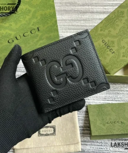 Gucci 1:1 Mirror Replica Jumbo GG Bifold Leather Coin Wallet 9CM/3.5IN Gucci Replica Wallets