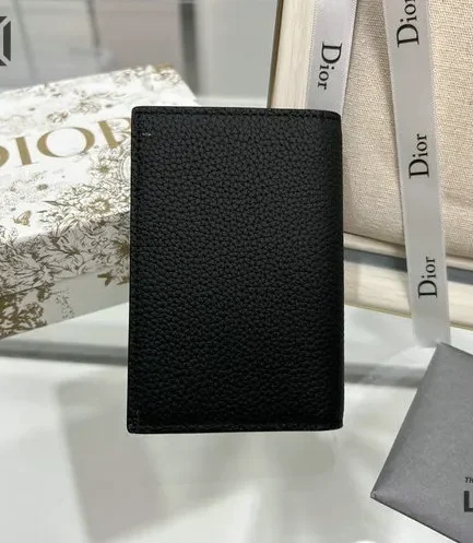Dior 1:1 Mirror Replica Saddle Vertical Bifold Card Holder Marquetry Beige & Black 2CM/0.8IN Christian Dior Replica Wallets