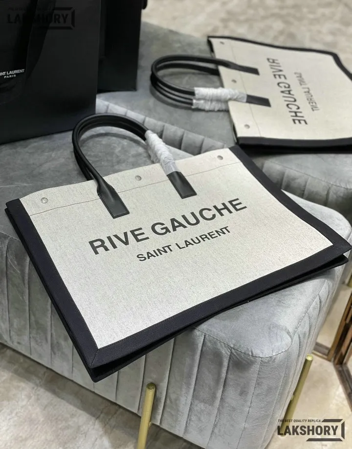 YSL 1:1 Mirror Replica Linen Calfskin Rive Gauche Tote Natural 48CM/18.9IN Replica Tote Bags YSL 1:1 Mirror Replica Linen Calfskin Rive Gauche Tote Natural 48CM/18.9IN Replica Tote Bags
