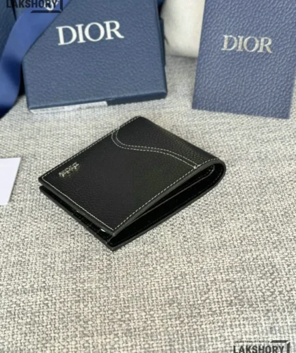 Dior 1:1 Mirror Replica Saddle Bifold Wallet Grained Calfskin Marquetry 11.5CM/4.5IN Christian Dior Replica Wallets