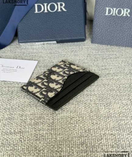 Dior 1:1 Mirror Replica Grained Calfskin Saddle Card Holder 8CM/3.1IN Christian Dior Replica Wallets